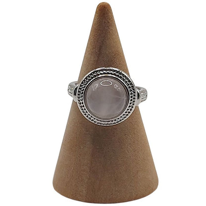 Bague Ronde Ajustable Mixte - Quartz Rose