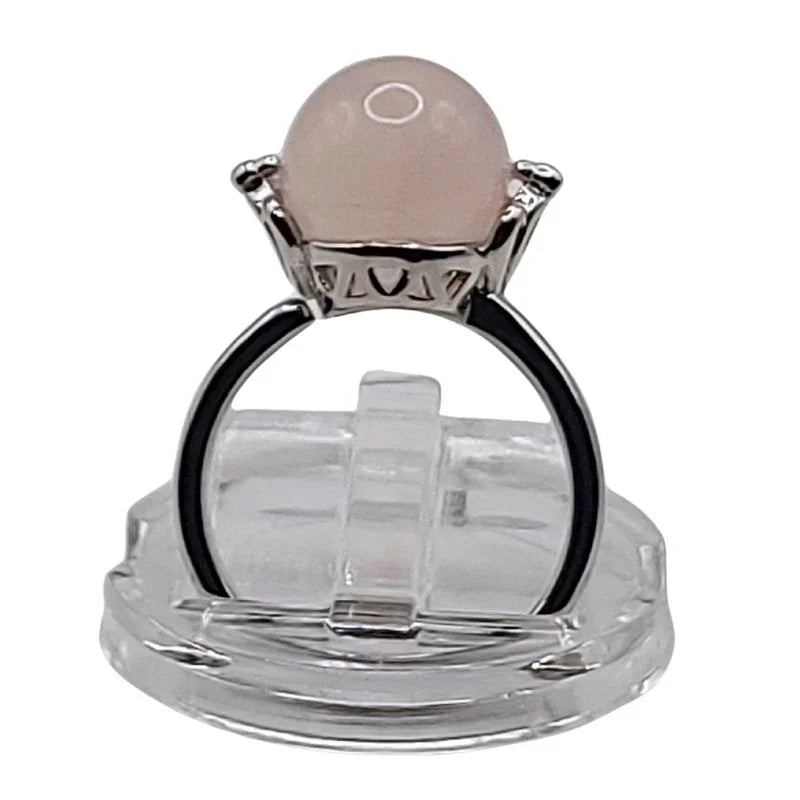 Bague Sphère en Quartz Rose - Qualité A