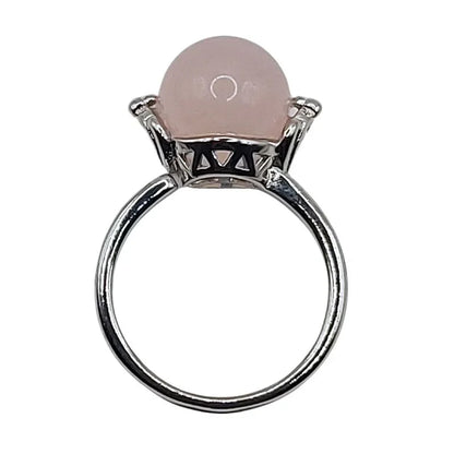 Bague Sphère en Quartz Rose - Qualité A