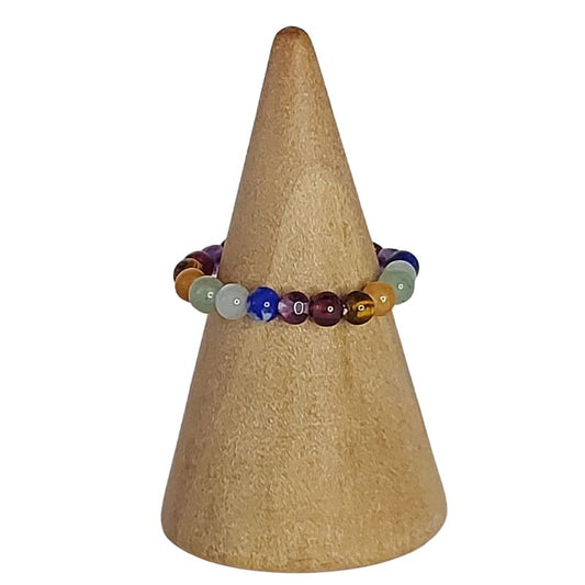 Bague Élastique en Pierres des 7 Chakras