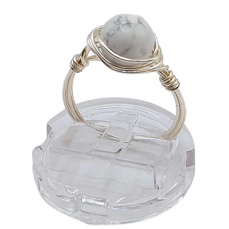 Bague en Pierre Naturelle - Howlite blanche - Litho Natura