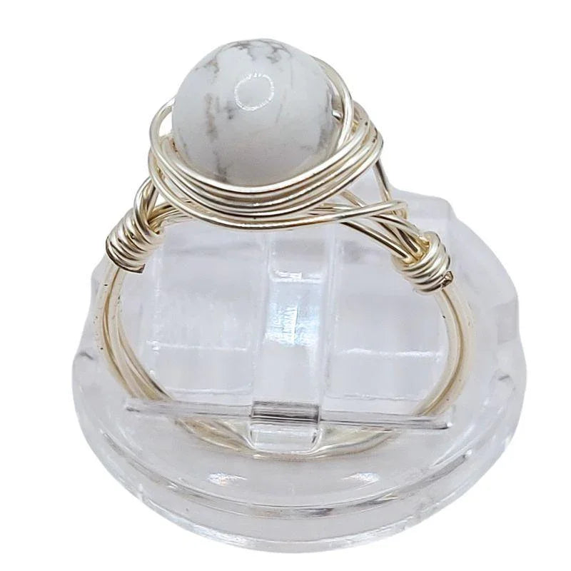 Bague en Pierre Naturelle - Howlite blanche - Litho Natura