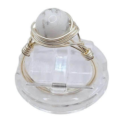 Bague en Pierre Naturelle - Howlite blanche - Litho Natura