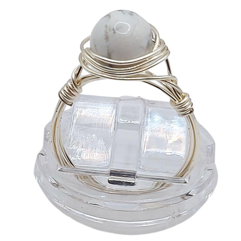 Bague en Pierre Naturelle - Howlite blanche - Litho Natura