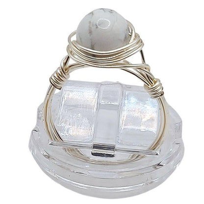 Bague en Pierre Naturelle - Howlite blanche - Litho Natura