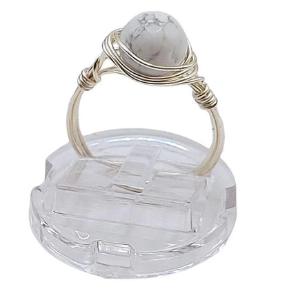 Bague en Pierre Naturelle - Howlite blanche - Litho Natura