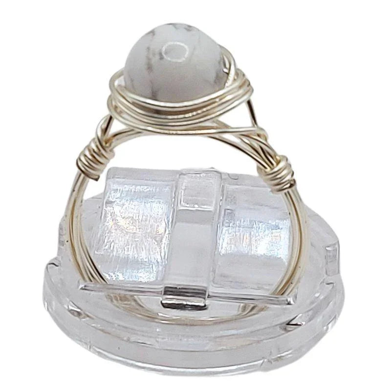 Bague en Pierre Naturelle - Howlite blanche - Litho Natura