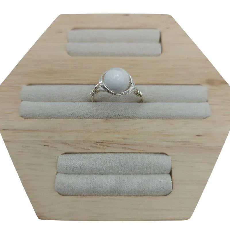 Bague en Pierre Naturelle - Howlite blanche - Litho Natura