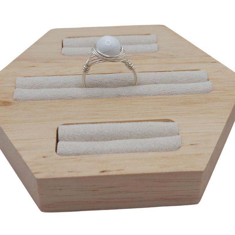 Bague en Pierre Naturelle - Howlite blanche - Litho Natura