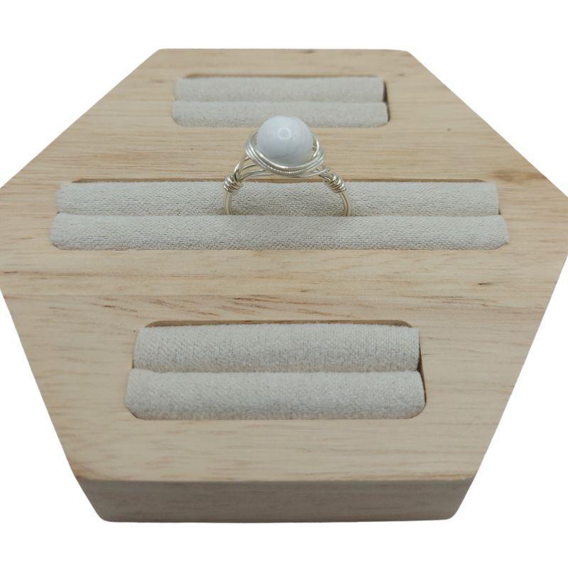 Bague en Pierre Naturelle - Howlite blanche - Litho Natura