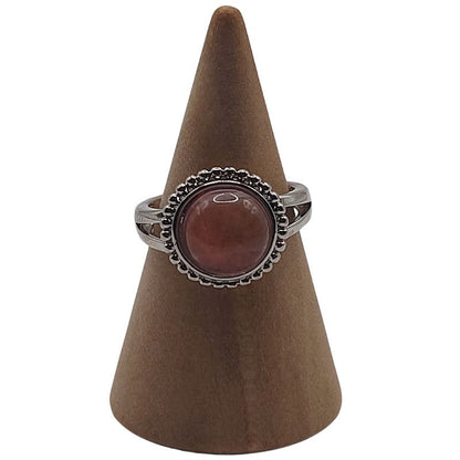 Bague Ronde Ajustable - Quartz Cerise