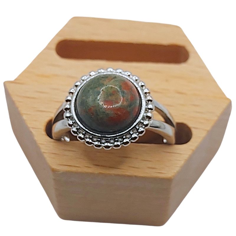 Bague Ronde Ajustable - Unakite