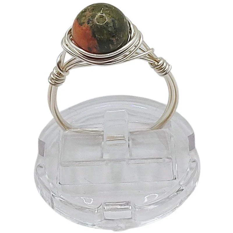 Bague en Pierre Naturelle - l'Unakite - Litho Natura