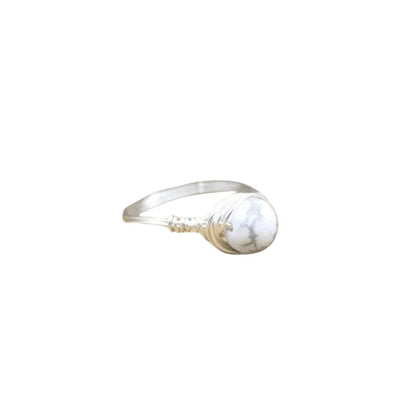 Bague en Pierre Naturelle - Howlite blanche - Litho Natura