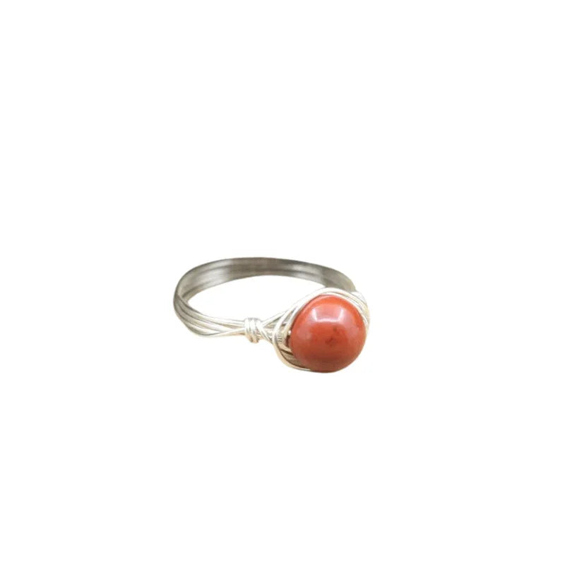 Bague en Pierre Naturelle - Jaspe Rouge - Litho Natura