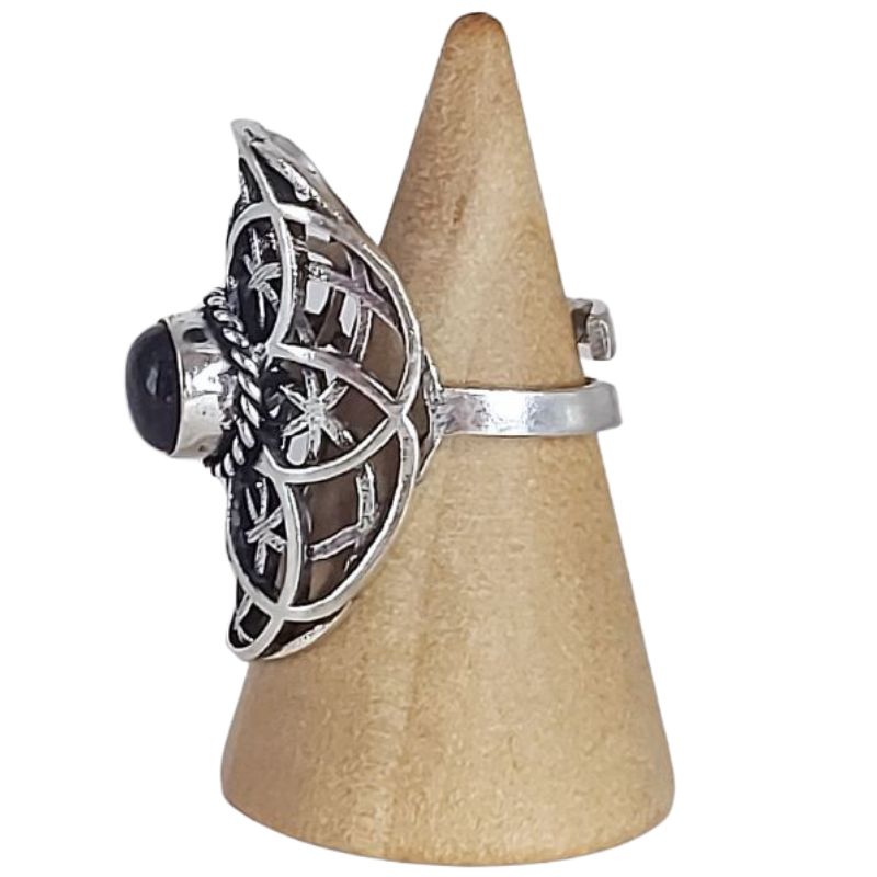 Bague graine de vie couleur argent améthyste