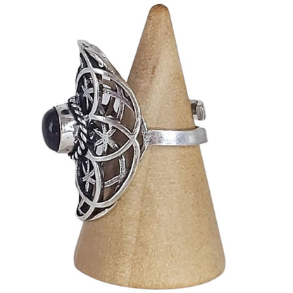 Bague graine de vie couleur argent améthyste