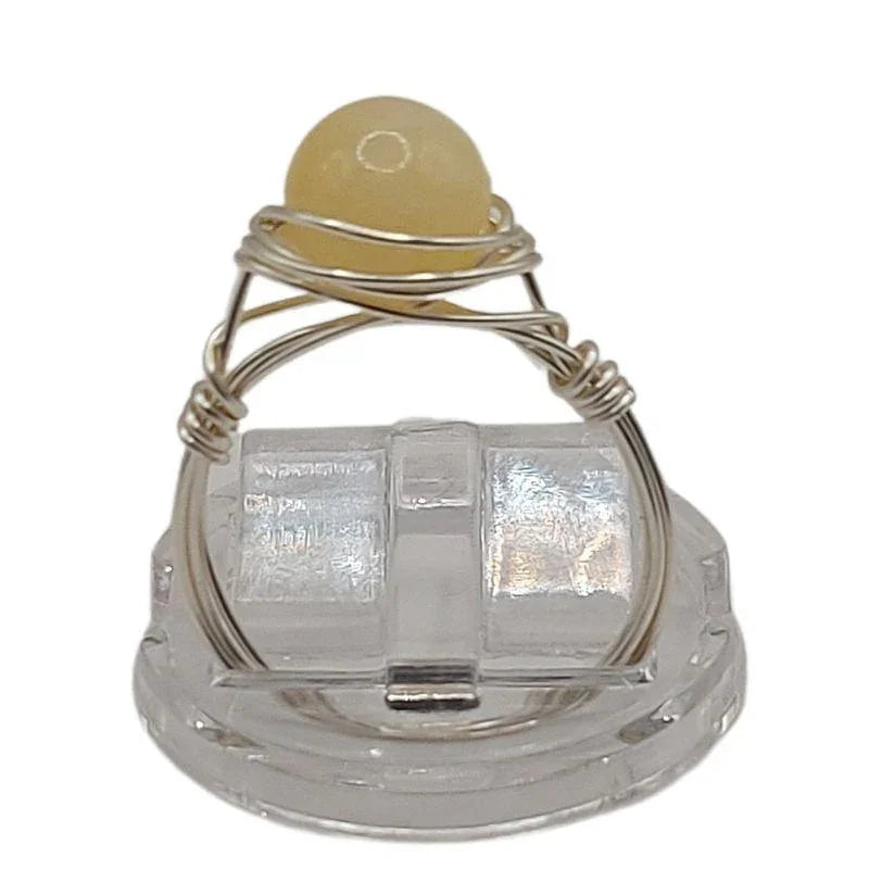 Bague en Pierre Naturelle - Jade Jaune - Litho Natura