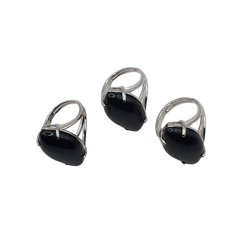 Bague marquise en Agate Noire - Qualité A