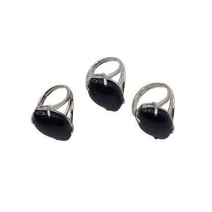 Bague marquise en Agate Noire - Qualité A