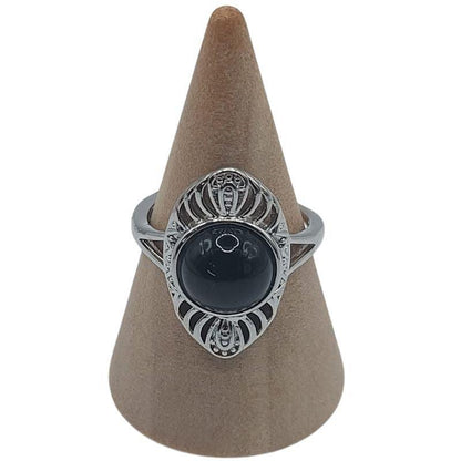 Bague Ovale Pierre Obsidienne - Litho Natura
