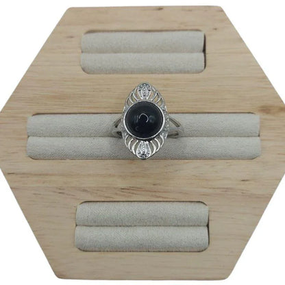 Bague Ovale Pierre Obsidienne - Litho Natura
