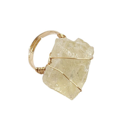 Bague en Citrine Brute – Rayonnement et Énergie Positive