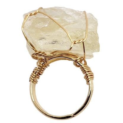 Bague en Citrine Brute – Rayonnement et Énergie Positive