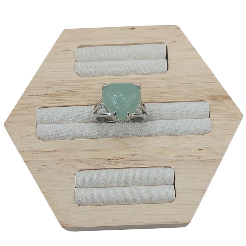 Bague en Cœur Ajustable - Aventurine Verte