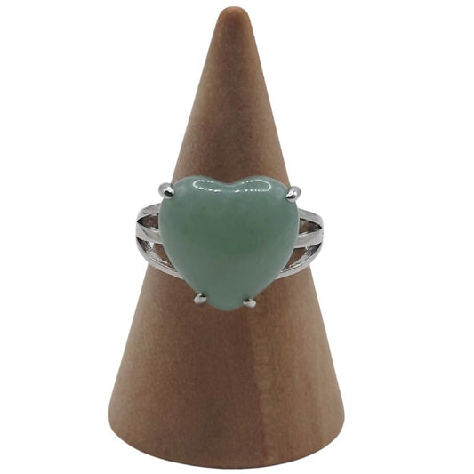 Bague en Cœur Ajustable - Aventurine Verte