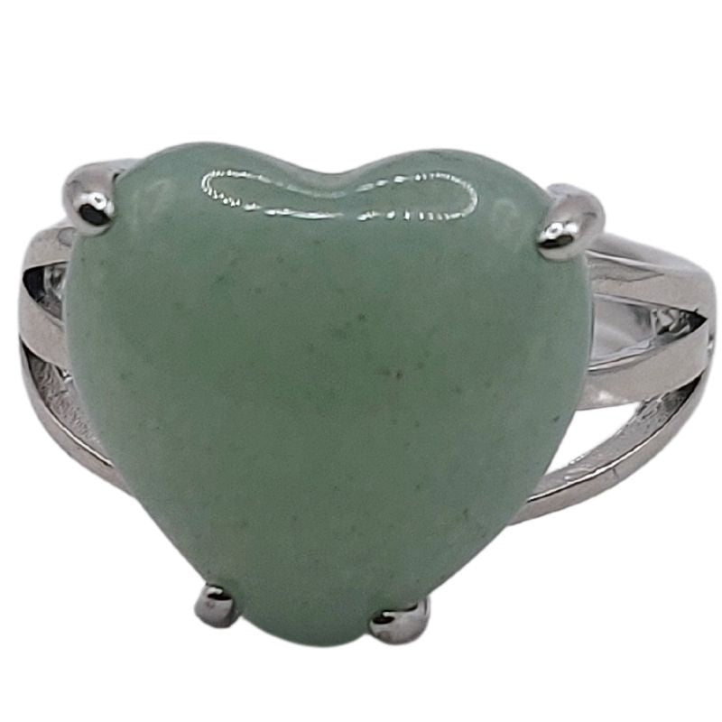 Bague en Cœur Ajustable - Aventurine Verte