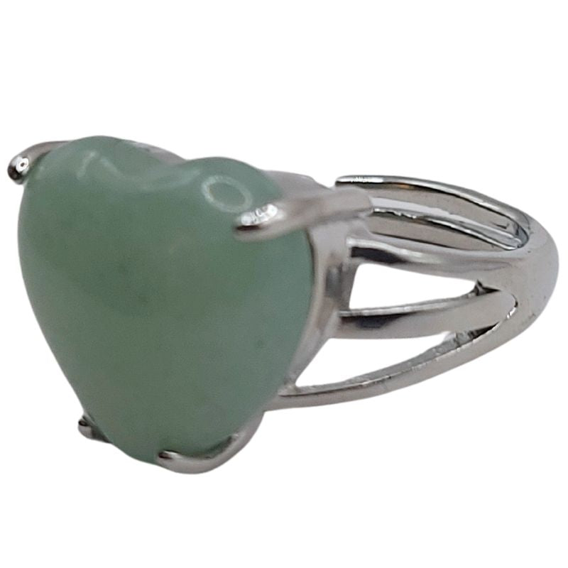 Bague en Cœur Ajustable - Aventurine Verte