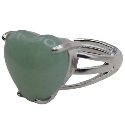 Bague en Cœur Ajustable - Aventurine Verte