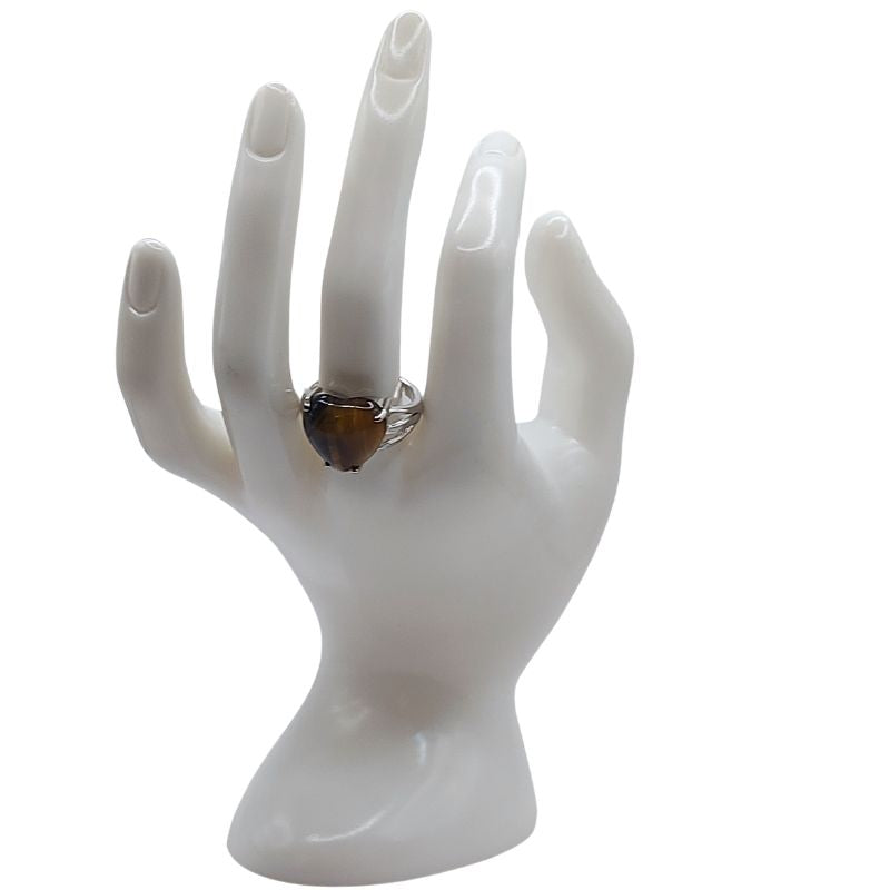 Bague en Cœur Ajustable - Œil de Tigre