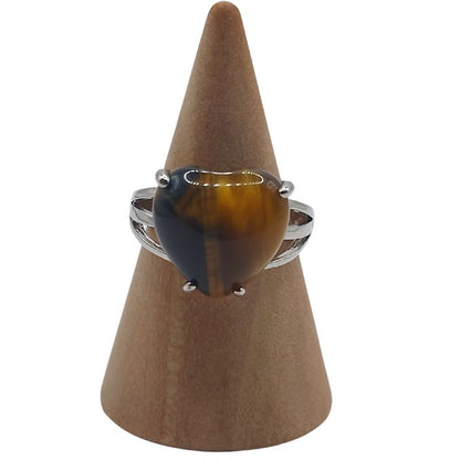 Bague en Cœur Ajustable - Œil de Tigre