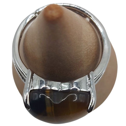 Bague en Cœur Ajustable - Œil de Tigre