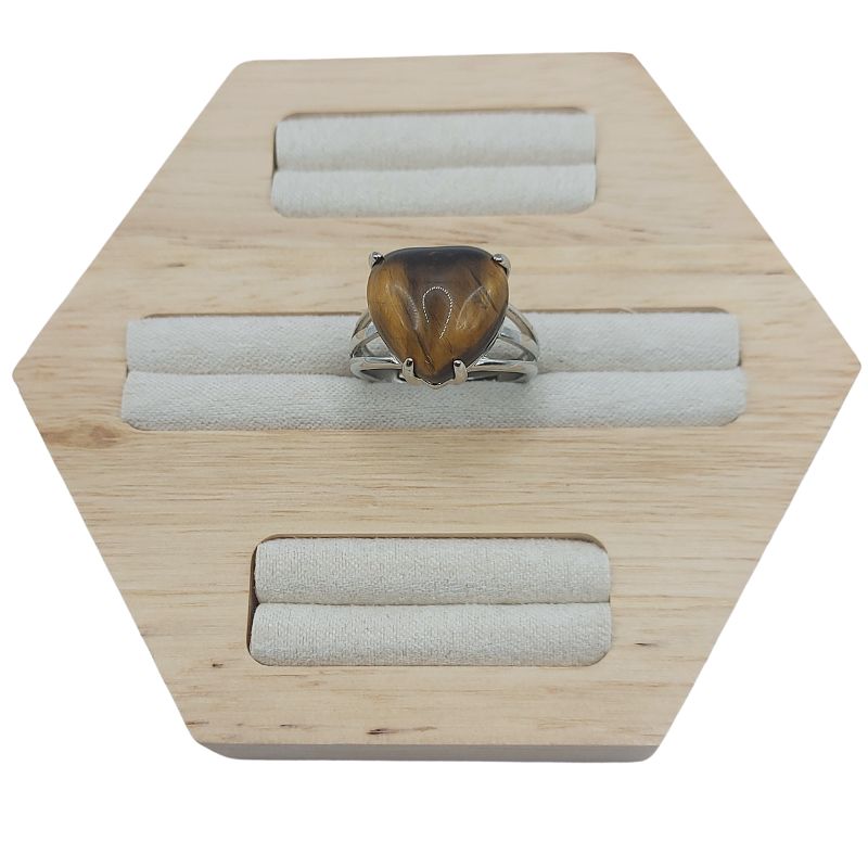 Bague en Cœur Ajustable - Œil de Tigre