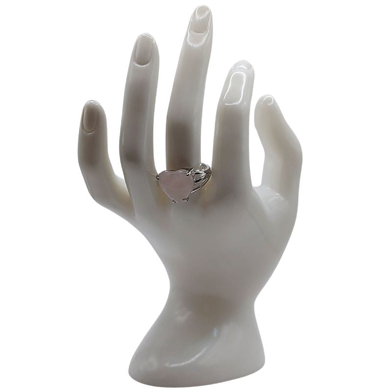 Bague en Cœur Ajustable - Quartz Rose