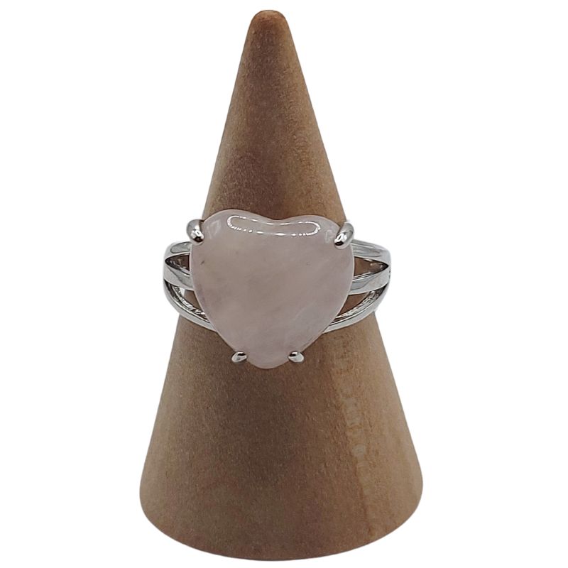 Bague en Cœur Ajustable - Quartz Rose