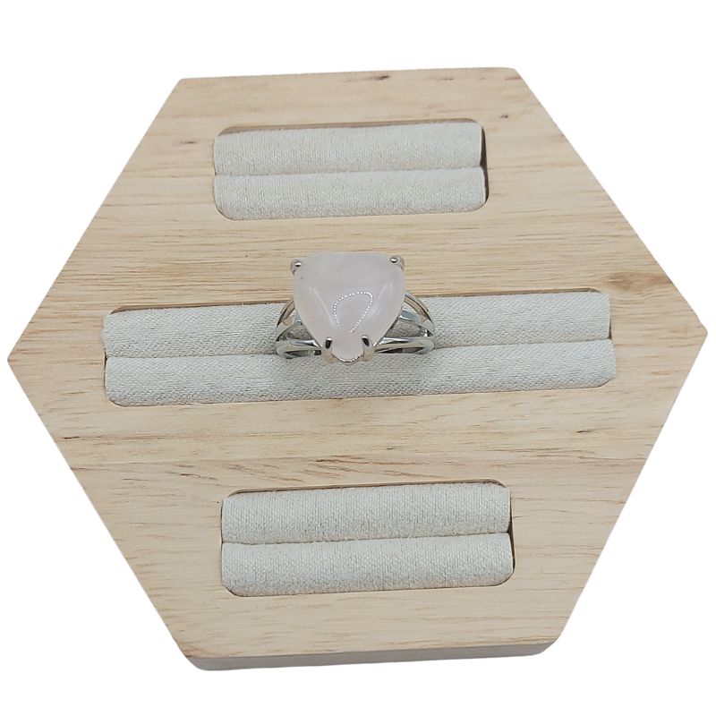 Bague en Cœur Ajustable - Quartz Rose