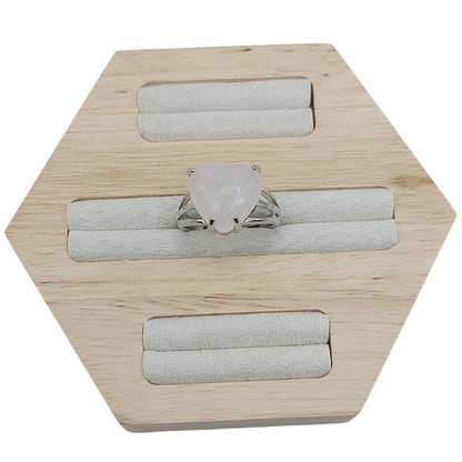 Bague en Cœur Ajustable - Quartz Rose