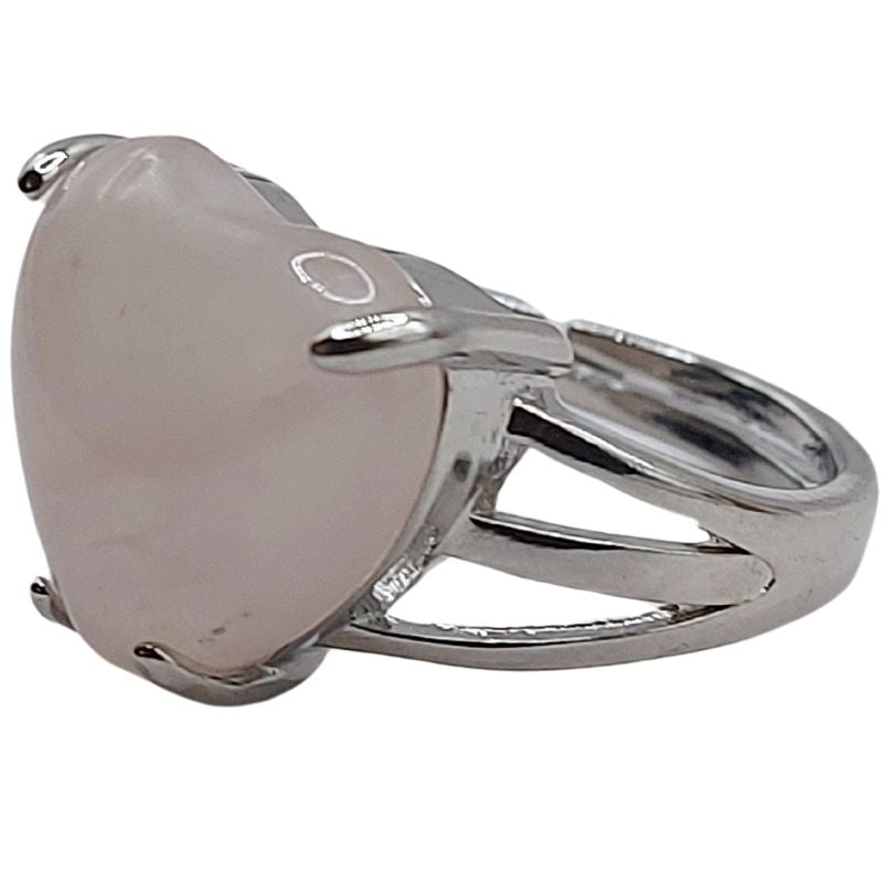 Bague en Cœur Ajustable - Quartz Rose