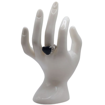 Bague en Cœur Ajustable - Obsidienne