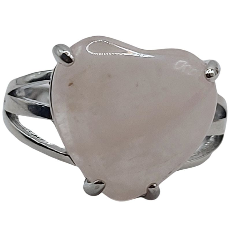 Bague en Cœur Ajustable - Quartz Rose