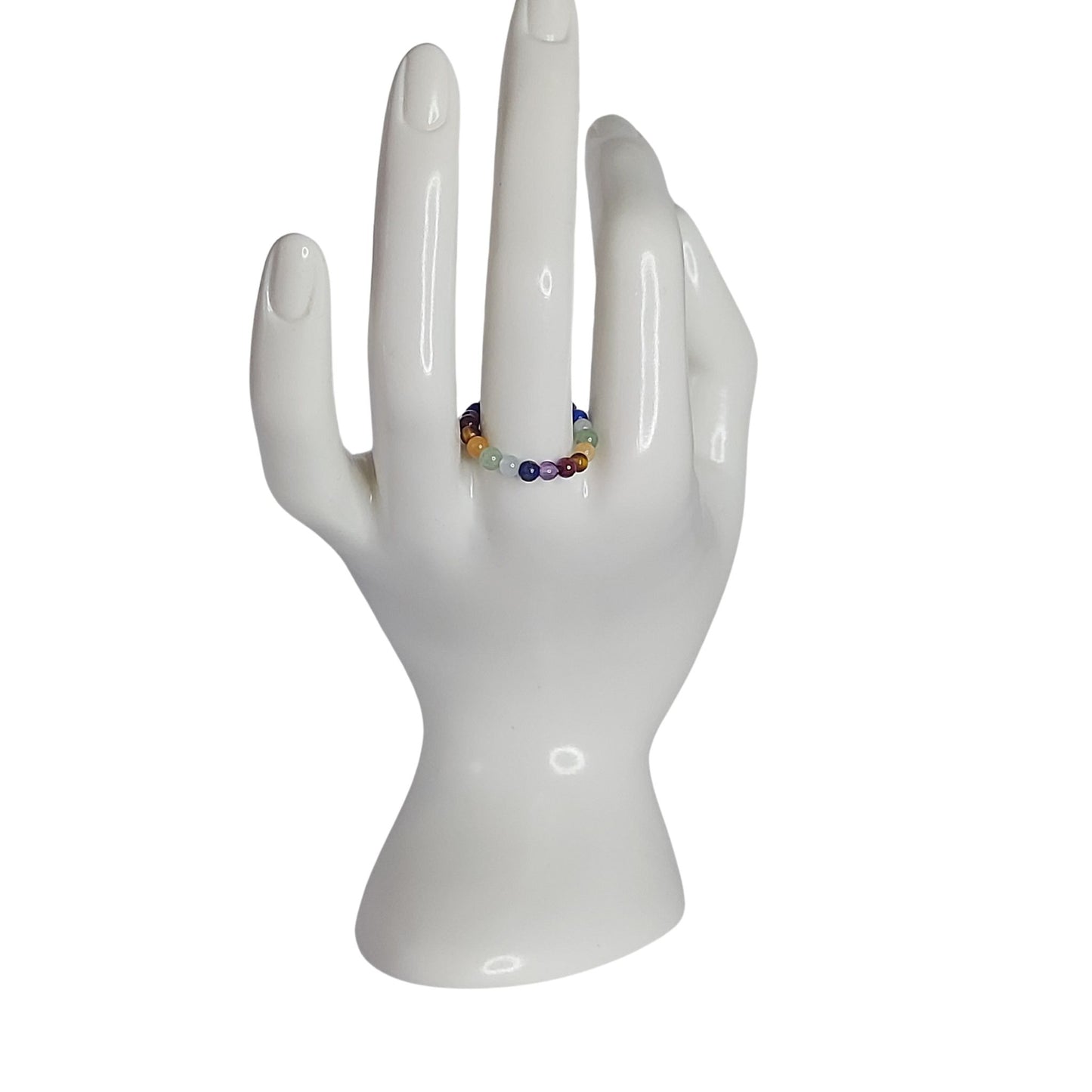 Bague Élastique en Pierres des 7 Chakras