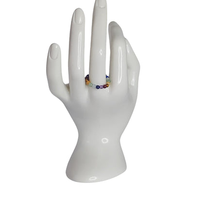 Bague Élastique en Pierres des 7 Chakras