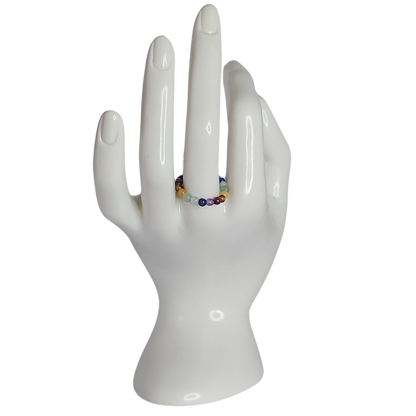 Bague Élastique en Pierres des 7 Chakras