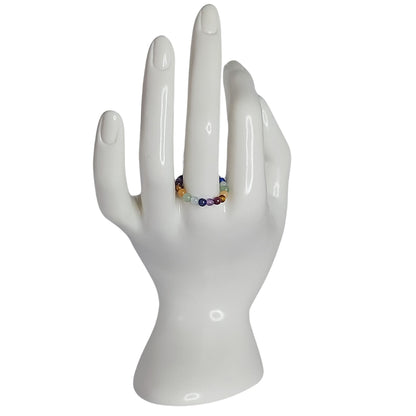 Bague Élastique en Pierres des 7 Chakras