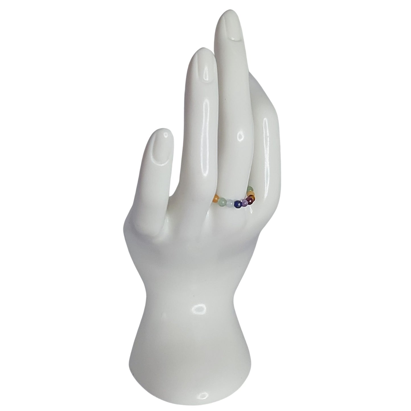 Bague Élastique en Pierres des 7 Chakras