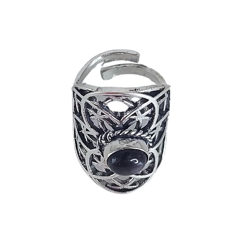 Bague graine de vie couleur argent améthyste